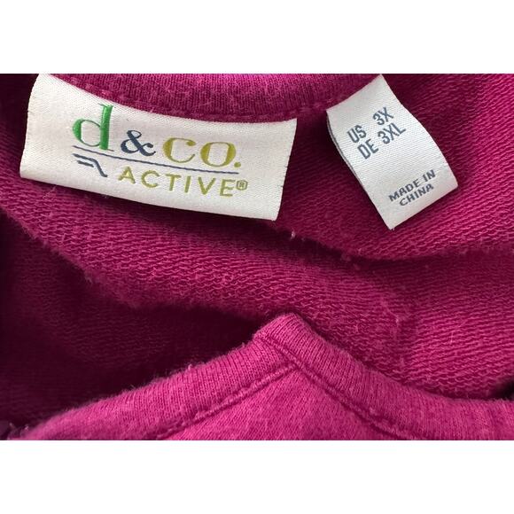 d & co. Active Zipper Front 3X with Pockets Cardigan Sweatshirt Purple - Picture 3 of 8